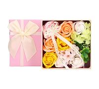 Hztyyier Sapone da Bagno Ai Fiori, Elegante Sapone Alla Rosa, Scatola, Resistente Allo Sbiadimento per Matrimoni, Anniversari, Festa della Mamma (YELLOW)