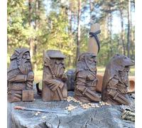 Hztyyier Statua Vichinga in Resina di Odin, Figurina Mitologica con Doppia Spada per Decorazione Casa