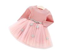 Hztyyier Tutu in Maglia a Maniche Lunghe per Neonato Abito in Tulle con Principessa Infantile e Gonna in Misto Cotone per Bambini(90-Rosa) Dresses