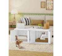 Hzuaneri Armadietto per gatti con porte e prese USB, lettiera per gatti nascosta per 2 gatti, casetta per gatti da interno con campanello per gatti