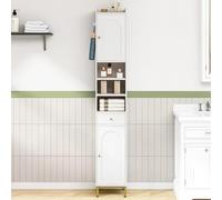 Hzuaneri Armadio Colonna Bagno, Mobile Stretto per la Carta Igienica, Organizzatore Stretto con Ripiani Regolabili, 1 Cassetto, 2 Ante, Mobile Alto per Soggiorno, Camera Da Letto, Bianco, BC29013G