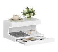 Hzuaneri Comodino Sospeso, Comodino con Mensola a Parete e Vassoio Scorrevole, Moderno, per Camera da Letto, Soggiorno, 30 x 40 x 20 cm, Bianco NS51103X