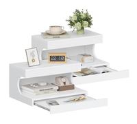 Hzuaneri Comodino Sospeso Set di 2, Comodino con Mensola a Parete e Vassoio Scorrevole, Moderno, per Camera da Letto, Soggiorno, 30 x 40 x 20 cm, Bianco NS51203X