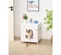 Hzuaneri Lettiera per gatti, mobili per lettiera nascosta da 52 cm L, casetta per animali da interno in legno con porta ad arco frontale, tavolino laterale