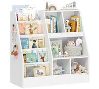 Hzuaneri Libreria montessoriana per bambini, con mensola portariviste a 5 livelli e 5 ripiani aperti, Contenitore per la cameretta, sala giochi, soggiorno, 40 x 90 x 90 cm, bianco KB23003X
