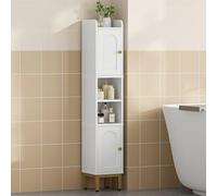 Hzuaneri Mobile Alto Bagno, Armadio a Colonna da Bagno con mobiletto open space, 2 ante, ripiani regolabili, adatto a piccole lavanderie, cucine e soggiorni, 20 x 20 x 108,5 cm, Bianco BC22413G