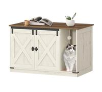 Hzuaneri Mobile Lettiera per Gatti, Mobile per Lettiera Gatto con Campana per Gatti, Casa per Gatto da Interno, 100 x 55 x 63 cm, per Corridoio, Camera da Letto, Marrone Rustico e Bianco CB85214X