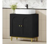 Hzuaneri Mobiletto Sottolavandino Armadietto Sottolavabo Scaffale per Il Bagno con 2 Ante 2 Scompartimenti Ripiani Regolabili a Prova di umidità 30 x 60 x 63 cm Nero BC19104G