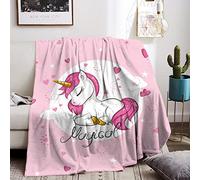 HZVRTN Coperta a forma di unicorno, in flanella, per bambini, colore rosa, per ragazze, morbida, ideale come regalo di compleanno, divano, letto, coperta in pile (unicorno A, 150 x 200 cm)