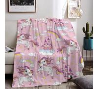 HZVRTN Coperta a forma di unicorno, in flanella, per bambini, colore rosa, per ragazze, morbida, ideale come regalo di compleanno, divano, letto, coperta in pile (unicorno H, 130 x 150 cm)