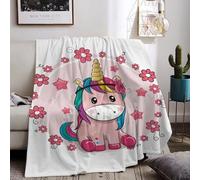 HZVRTN Coperta a forma di unicorno, in flanella, per bambini, colore rosa, per ragazze, morbida, ideale come regalo di compleanno, divano, letto, coperta in pile (unicorno I, 150 x 200 cm)