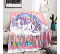 HZVRTN Coperta a forma di unicorno, in flanella, per bambini, colore rosa, per ragazze, morbida, ideale come regalo di compleanno, divano, letto, coperta in pile (unicorno C, 130 x 150 cm)