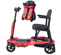 HZWJD Scooter per Disabili,Scooter Elettrico Pieghevole,Scooter da Viaggio Portatile,Dotato di Due Batterie al Litio Rimovibili da 6,6 Ah,per Anziani Disabili Red