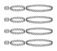 HZXINYI 12 Pezzi Girocollo Collane Set - Nero Choker Anelli Bracciali Collane Gotiche Retrò Set Plastica Girocollo Elastica Per Donne e Ragazze