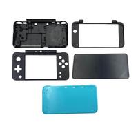 Hzxkqmil Kit Guscio di Ricambio Custodia a Alloggiamento per Nintendo New 2DS XL/New 2DS LL Console, Frontalino Anteriore Telaio Superiore Piastre di Copertura Inferiori (Nero + Blu)