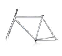 HZXQCVB 50/52/55cm Telaio per Bicicletta A Scatto Fisso 700C Acciaio CR-Mo Telaio per Bicicletta da Pista A velocità Singola Freno C Quick Release 100mm/120mm BSA BB68mm(Silver,50cm)