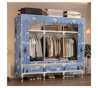 HZXQCVB Closet Wardrobe Portable Clothes Closet with Drawer Boxes Shelves Clothing Storage with Hanging Rack Storage Organizer for Cloakroom Bedroom Entrances(Blue,150x45x165CM)