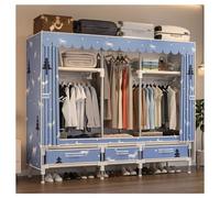HZXQCVB Closet Wardrobe Portable Clothes Closet with Drawer Boxes Shelves Clothing Storage with Hanging Rack Storage Organizer for Cloakroom Bedroom Entrances(Blue,165x45x165CM)