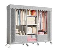 HZXQCVB Portable Closet Organizers with Wheels Wardrobe with Shelves and Hanging Rod Non-Woven Fabric Cover Clothing Rack Rolling Closet Rack for Cloakroom Bedroom(Gray,160X45X170CM)