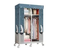 HZXQCVB Portable Closet Organizers with Wheels Wardrobe with Shelves and Hanging Rod Non-Woven Fabric Cover Clothing Rack Rolling Closet Rack for Cloakroom Bedroom(Blue,85X45X170CM)
