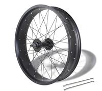 HZXQCVB Ruota 20” Fat Bikes 24/26x4.0'' Ruota Anteriore per Bici da Neve Lega di Alluminio Sgancio Rapido 135 Mm Mozzo Anteriore 6 Bulloni Freno A Disco Ruota Anteriore 36 Raggi(Black,26IN)