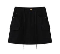 HZYFZPH Women's Christmas Red Plaid Mini Skirt Fall Winter Vintage High Waist A-Line-Black-Large