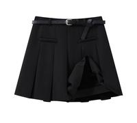 HZYFZPH Women's Embroidered Vintage Denim Mini Spring Summer High Waist A-Line-Black-Small