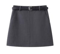 HZYFZPH Women's High Waist Blazer Mini Spring Summer Petite A-Line-Grey-Large