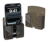 HZZADZXW Supporto da parete trasparente per telefono con foro di ricarica, supporto autoadesivo per telefono cellulare e organizer per telecomando, culla salvaspazio da comodino compatibile con iPhone
