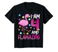 I Am 4 E Flamazing Amazing 4th Birthday Flamingo Lover Maglietta