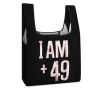 I Am 49 Plus Borsa della spesa riutilizzabile divertente stampata pieghevole borsa della spesa lavabile borsa leggera con manico