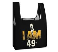 I Am 49 Plus Borsa per la spesa riutilizzabile divertente con dito medio stampato pieghevole borsa per la spesa lavabile borsa leggera con manico