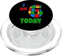 I Am 6 Today Autism Birthday Rainbow Puzzle Bambini Ragazzi Ragazze PopSockets PopGrip per MagSafe
