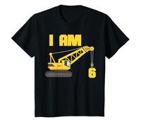 I Am 6-Year-Old 6th Cute Birthday Gift Escavatore Gru Bambini Maglietta