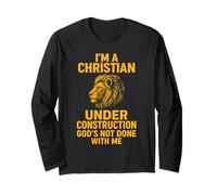I Am A Christian Under Construction God's Not Done Lion Maglia a Manica