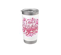 I Am A Fighter Nastro Rosa Farfalla Consapevolezza del Cancro al Seno Bicchiere termico in acciaio inox doppia parete