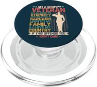 I Am A Grumpy Veteran US Flag Proud To Be Veteran Military PopSockets PopGrip per MagSafe