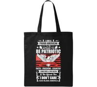 I Am A Proud American I Am Not Afraid to Be Patriotic - Borsa tote in cotone ecologico naturale nero, Nero , Taglia unica