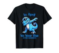 I Am A Warrior T-Rex blu Dinosaur Autism Awareness Month Maglietta