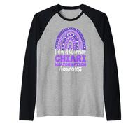 I Am a Warrior Viola Boho Rainbow Chiari Malformazione Maglia con Maniche Raglan