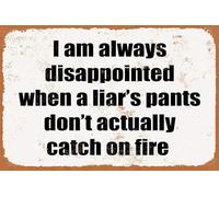 I Am Always Disappointed When A Liar'S Pants Don'T Actually Catch On Fire Cartello In Metallo Durevole Targa In Metallo Decorazione Targhe In Latta Per Casa Parete Garage 20X30Cm