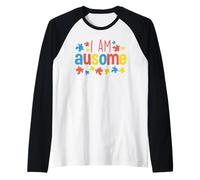 I Am Ausome Funny Autism Awareness Awareness Month Day Maglia con Maniche Raglan