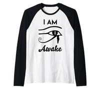 I Am Awake- Horus Simbolo di Protezione Egiziano Terzo Occhio Egitto Maglia con Maniche Raglan