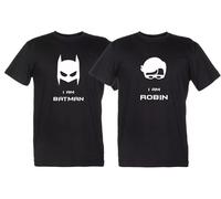 I AM BATMAN - I AM ROBIN Coppia Magliette idea Regalo T-Shirt Coppia Arcobaleno