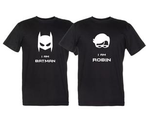 I AM BATMAN - I AM ROBIN Coppia Magliette idea Regalo T-Shirt Coppia Arcobaleno