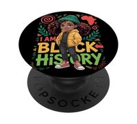 I Am Black History Ragazza Afro Mappa Africa Black History PopSockets PopGrip Adesivo
