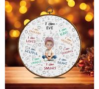 I Am Enough, Loved, Helpful, Unique - Affirmation Art, arte da parete rotonda personalizzata con cornice, regalo per figlie, I Am Brave, per bambini, ragazzi e ragazze, con cornice rotonda