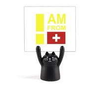 I Am from Switzerland Art Deco Fashion Memo Holder Cartoon Black Cat Stand Decoration