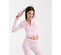I.AM.GIA - Blare - Felpa con cappuccio rosa tenue con zip, cuciture e logo a contrasto in coordinato XL