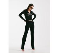 I.AM.GIA - Blare - Pantaloni sportivi neri con cuciture e logo rosa stampato sul retro in coordinato-Nero XS